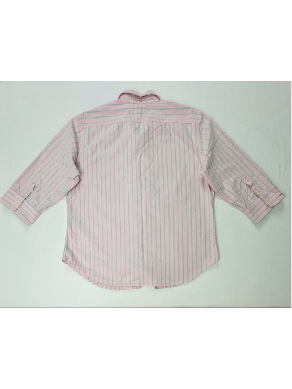 Vintage Ralph Lauren Sport Women’s Pink Green Stripe Oxford Shirt Hong Kong Slim - Picture 5 of 12